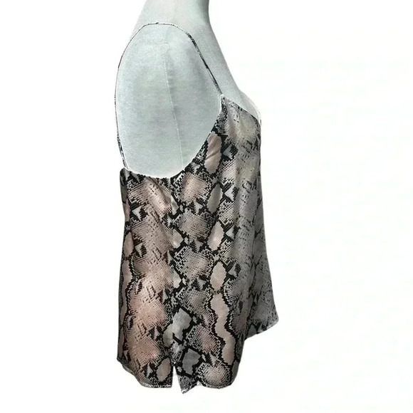 L'AGENCE Jane Silk V-Neck Camisole Tank Blush Pink Snakeskin Print Top - Picture 5 of 8